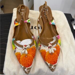 DIOR SS 2005 vintage Floral Slingback Heels by John Galliano